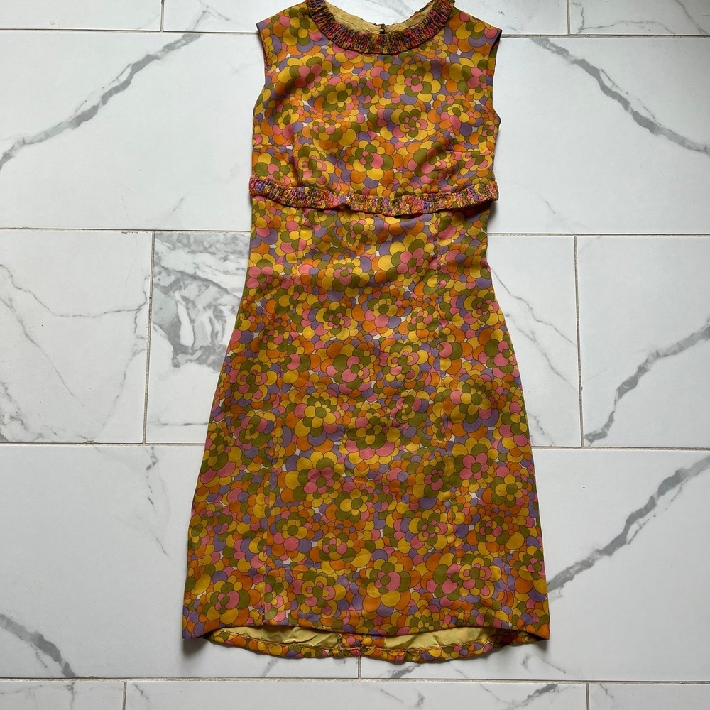 Vintage 1960s shift dress floral print sz 0